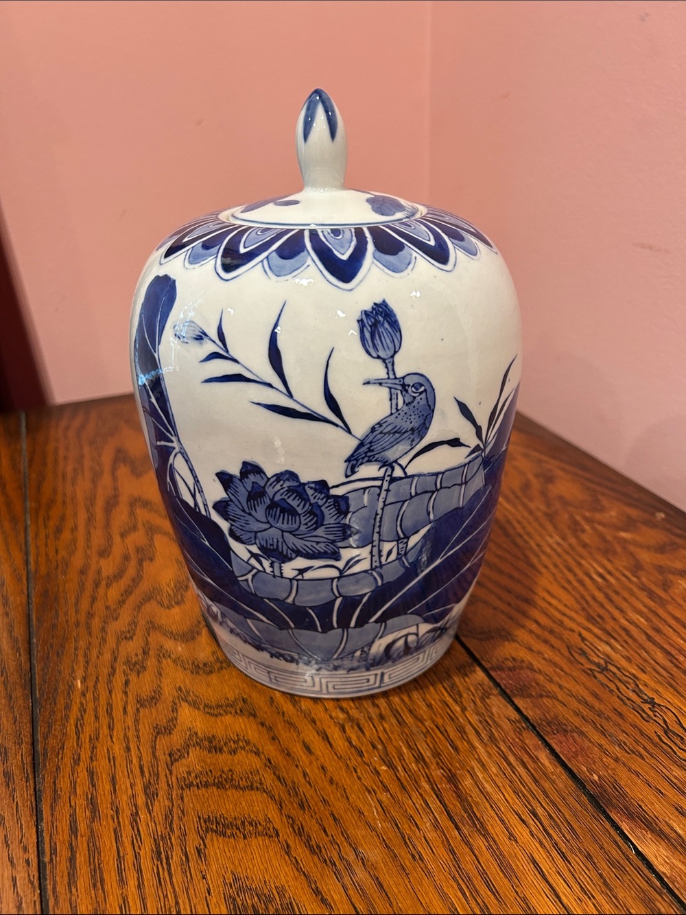 Blue and White Decorative Ceramic Ginger Jar - Home Art